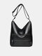 Women Faux Soft Leather Back Anti-Theft Pocket Tote Bucket Bag Fashion Simple Large Capacity Crossbody Bag - Black