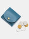 Men Genuine Leather Cow Leather Earphone Bag Coin Purse Storage Bag - Navy