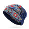 Women Embroidery Ethnic Cotton Beanie Hat Vintage Good Elastic Breathable Summer Turban Caps - Blue