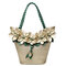 Brenice Leather Flower Decoration Bucket Bag National Style Sling Bag For Women - Gold