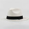 Women's Men  Summer Casual Vacation Straw Bowler Boater Sun Hat Round Flat Caps Brim Summer Beach - White