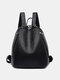 Vintage Soild ZIP Design Large Capacity 14 Inch Laptop Handbag Backpack - Black
