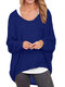 Casual Asymmetrical Solid Color Plus Size Blouse for Women - Royal Blue