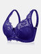 Women Floral Lace Trim See Through Modal Thin Breathable Push Up Bras - Purple