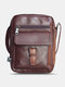 Men Vintage Multifunction Waterproof Faux Leather Crossbody Bag Shoulder Bag - Dark Brown