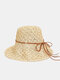 JASSY Women's Foldable Straw Hat Travel Casual Bucket Hat Sunshade Beach Hat - Khaki