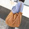 Corduroy Vintage Handbag Large-capacity Shopping Bag - Brown