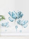 Blue Flower Pattern PVC Printing Self-adhesive Home Decor For Bedroom Livingroom Wall Stickers - #01