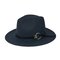 Unisex Felt Wild Warm Dress Hat Outdoor Windproof Belt Ring Buckle Bucket Cap - Dark Gray