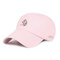 Women Man Solid Color Cotton Embroidery Baseball Cap With Cute Animal Outdoor Leisure Sun Hat - Pink