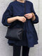 Casual O-neck Puff Sleeve Plus Size Pleated Shirt for Women - Navy