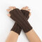 21CM Women Winter Knitting Jacquard Fingerless Long Sleeve Casual Warm Half Finger Gloves - Coffee