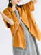 Blazer de cuello vuelto de manga corta de color liso para Mujer - Amarillo