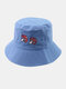 Women & Men Mushroom Embroidery Pattern Soft Casual All-match Couple Hat Bucket Hat - Blue