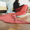 80x190CM Adult Yarn Knitted Mermaid Tail Blanket Handmade Crochet Throw Super Soft Sofa Bed Mat - Red