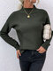Solid Half-collar Long Sleeve Casual Homewear Sweater - Army Green