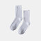 Women's Cotton Double Needle Stack Pile Socks Fluorescent Socks Sweat Absorption - White