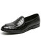 Men  Crocodile Pattern Leather Non Slip Business Slip On Dress Shoes - Black