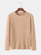 Mens Solid Color Crew Neck Twist Knitted Regular Fit Pullover Sweater - Khaki