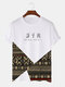 T-shirt a maniche corte invernali da uomo geometriche giapponesi Modello Patchwork Crew Collo - bianca