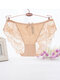 Plus Size Sexy Lace Low Rise See Through Breathable Panties - Nude