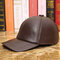 Men Vintage Genuine Leather Baseball Cap Outdoor Caps Adjustable - Brown