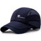 Men Speed Dry Cotton Material Plain Mesh Pattern Lightweight Breathable Fashion Baseball Hat - Deep Blue