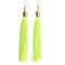 Bohemian Floss Silk Tassel Long Earrings  - Apple Green