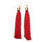 Bohemian Floss Silk Tassel Long Earrings  - Wine Red