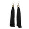 Bohemian Floss Silk Tassel Long Earrings  - Black