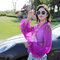 Embroidered Applique Chiffon Sunscreen Sleeve Shawl Summer Women Sunscreen Clothing - Purple