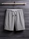 Mens Plain Casual Drawstring Waist Shorts With Pocket - Gray