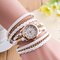 Multilayer PU Leather Band Wrap Bracelet Wrist Watches for Women - White