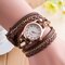 Multilayer PU Leather Band Wrap Bracelet Wrist Watches for Women - Brown