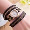 Multilayer PU Leather Band Wrap Bracelet Wrist Watches for Women - Black