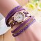 Multilayer PU Leather Band Wrap Bracelet Wrist Watches for Women - Purple