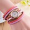 Multilayer PU Leather Band Wrap Bracelet Wrist Watches for Women - Pink
