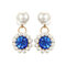 Elegant Dazzling Clear Gemstone Pearl Earrings Vintage Geometric Piercing Womens Drop Earrings  - Blue