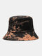 Men Double-Side Tie-dye Cotton Graffiti Ink Painting Sunscreen Street Trend Fisherman Hat Bucket Hat - Orange