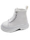 Women Casual Fashion Lace-up Comfortable Platform High Top Canvas Shoes - White