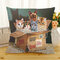 1 PC Retro Style Cats Linen Cotton Cushion Cover Home Sofa Art Decor Throw Pillow Cover Pillowcase - #14