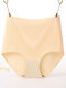 Plus Size High Waisted Butt Lifter Breathable Seamless Panties - Nude