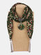 Vintage Chiffon Tassel Women Scarf Necklace Geometric Pendant Flower Leaf Pattern Shawl Necklace - #09