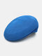 यूनिसेक्स डैक्रॉन बुना हुआ ठोस रंग जैक्वार्ड सांस लेने योग्य आरामदायक बेरेट फ्लैट कैप्स - आसमानी नीला