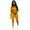 Dn8140 European And American Women's Solid Color Sports Burnt Hooded Suit Two-piece - Yellow
