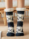 Women Christmas Elk Sock Plus Velvet Sleep Socks Casual Floor Socks - Blue