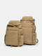 Unisexual Canvas Vintage Large Capacity Backpack Breathable Outdoor Travel Bag Laptop Bag - Khaki