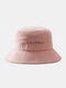 Unisex Corduroy Letter Embroidered Vintage Sunshade Bucket Hat - Pink