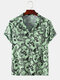 Mens Allover Print Short Sleeve Casual Holiday Shirts - Green