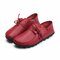 Big Size Leather Lace Up Loafers Flat Casual Shoes For Women - Jujube Red